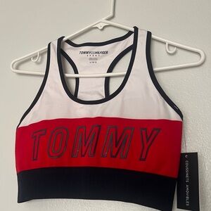 Tommy Hilfiger Red, White, and Black Sports Bra
